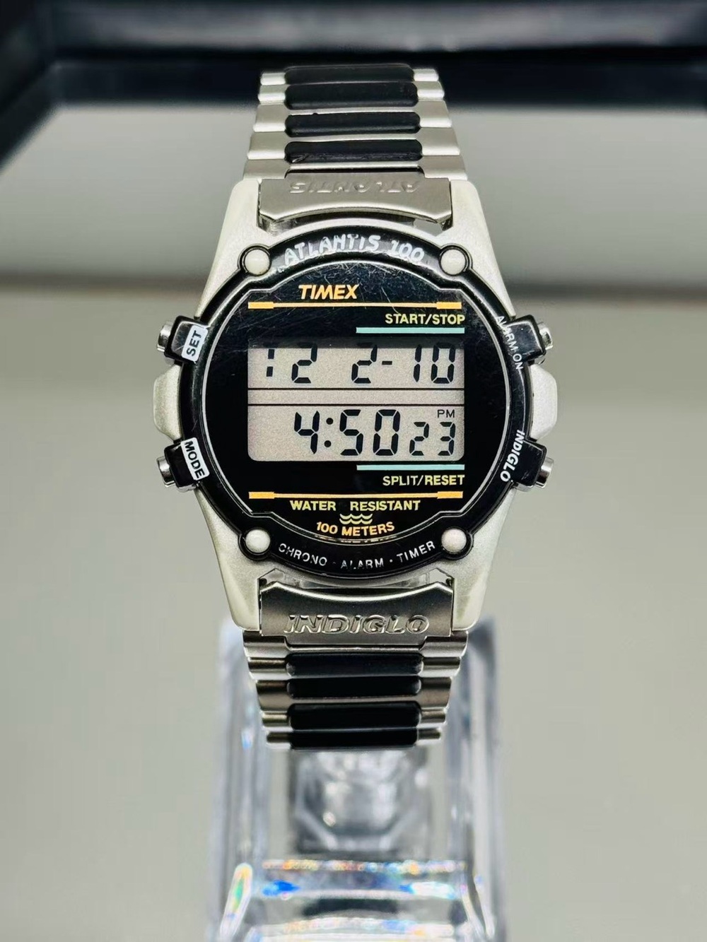 Vintage Timex Atlantis 100 Indiglo Digital Men Watch 39mm WR100M New Battery
